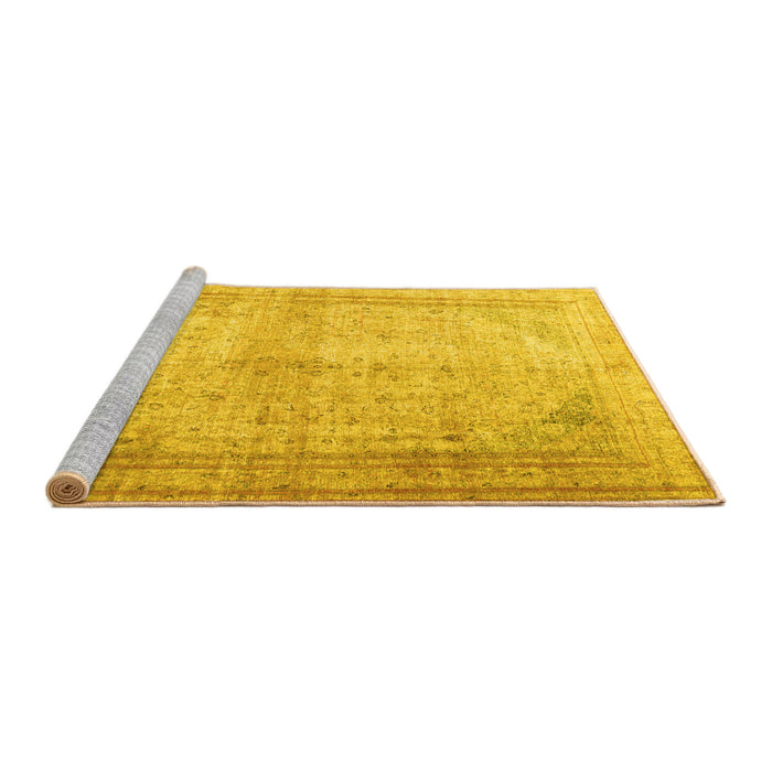 Sideview of Machine Washable Persian Yellow Traditional Rug, wshtr3810yw