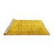 Sideview of Machine Washable Persian Yellow Traditional Rug, wshtr3810yw