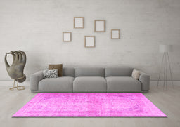Machine Washable Persian Pink Traditional Rug in a Living Room, wshtr3810pnk
