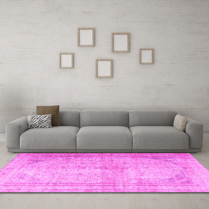 Machine Washable Persian Pink Traditional Rug in a Living Room, wshtr3810pnk