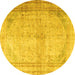 Round Persian Yellow Traditional Rug, tr3810yw