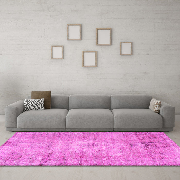 Machine Washable Persian Pink Traditional Rug in a Living Room, wshtr3811pnk