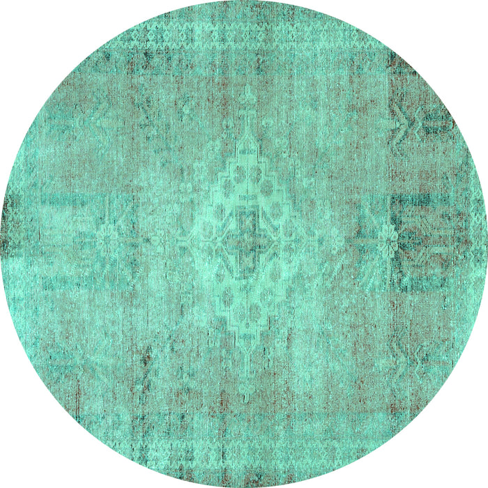Round Machine Washable Persian Turquoise Traditional Area Rugs, wshtr3811turq