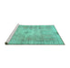 Sideview of Machine Washable Persian Turquoise Traditional Area Rugs, wshtr3811turq