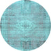 Round Persian Light Blue Traditional Rug, tr3811lblu