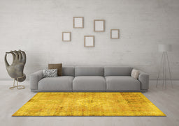Machine Washable Persian Yellow Traditional Rug in a Living Room, wshtr3811yw