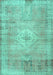 Machine Washable Persian Turquoise Traditional Area Rugs, wshtr3811turq