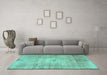 Machine Washable Persian Turquoise Traditional Area Rugs in a Living Room,, wshtr3811turq