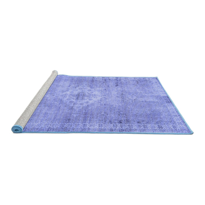 Sideview of Machine Washable Persian Blue Traditional Rug, wshtr3811blu