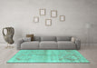 Machine Washable Persian Turquoise Traditional Area Rugs in a Living Room,, wshtr3812turq