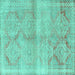 Square Persian Turquoise Traditional Rug, tr3812turq