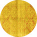Round Persian Yellow Traditional Rug, tr3812yw