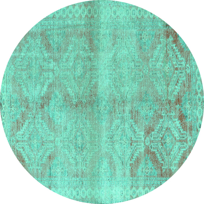 Round Persian Turquoise Traditional Rug, tr3812turq