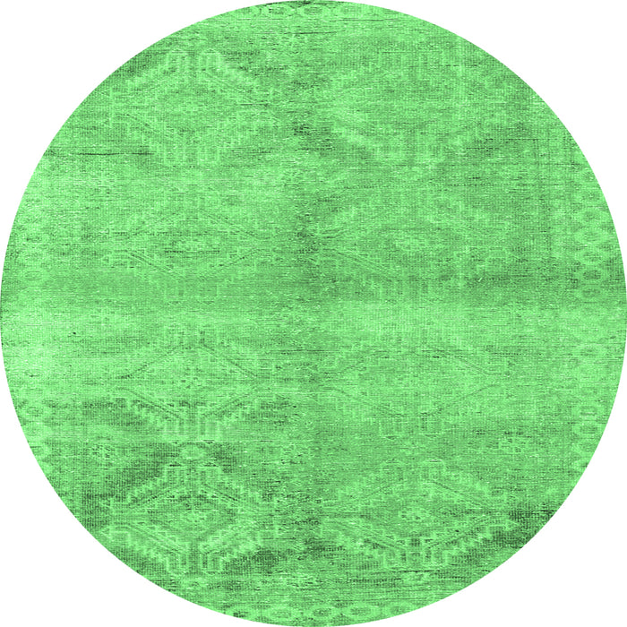 Round Persian Emerald Green Traditional Rug, tr3812emgrn
