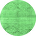 Round Persian Emerald Green Traditional Rug, tr3812emgrn