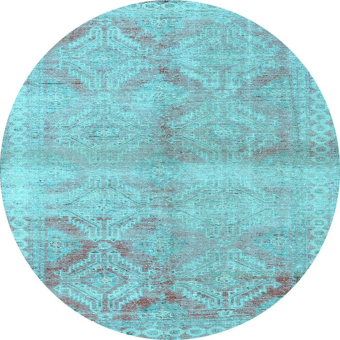 Round Machine Washable Persian Light Blue Traditional Rug, wshtr3812lblu