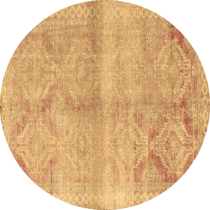 Round Persian Brown Traditional Rug, tr3812brn