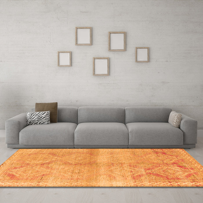Machine Washable Persian Orange Traditional Area Rugs in a Living Room, wshtr3812org