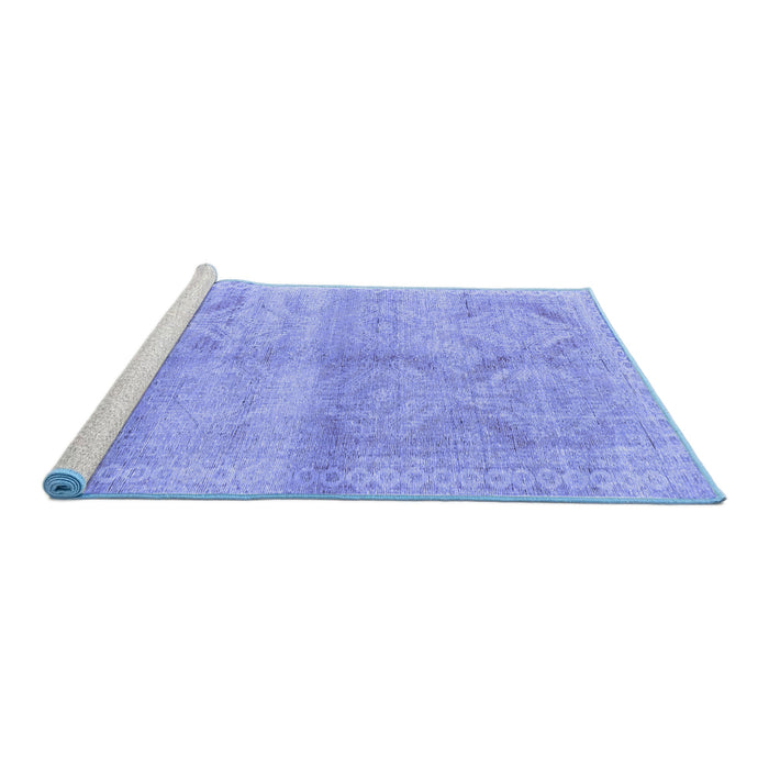 Sideview of Machine Washable Persian Blue Traditional Rug, wshtr3812blu