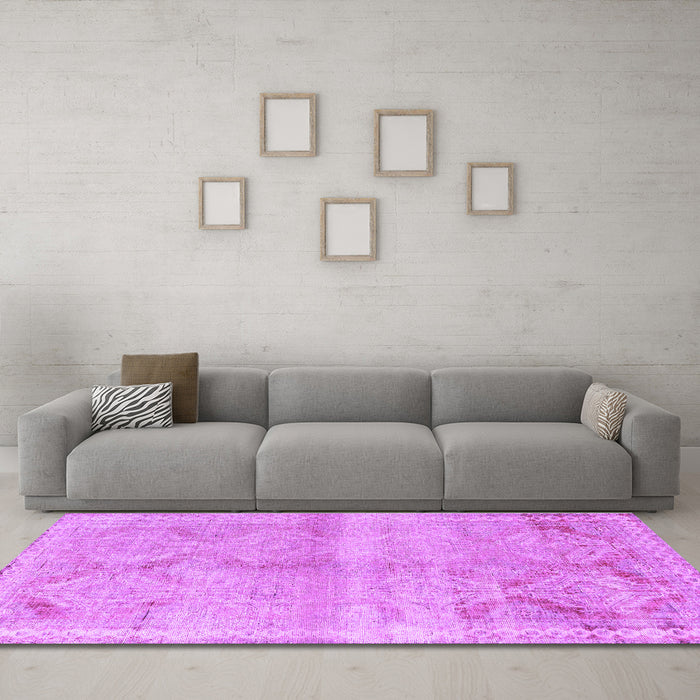 Machine Washable Persian Purple Traditional Area Rugs in a Living Room, wshtr3812pur