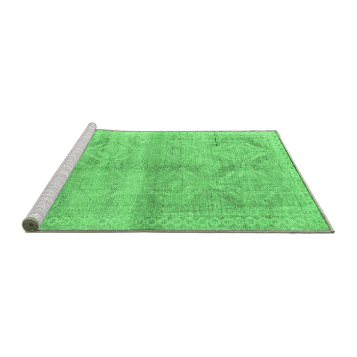Sideview of Machine Washable Persian Emerald Green Traditional Area Rugs, wshtr3812emgrn