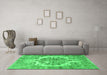 Machine Washable Persian Green Traditional Area Rugs in a Living Room,, wshtr3813grn