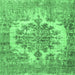 Square Machine Washable Persian Emerald Green Traditional Area Rugs, wshtr3813emgrn