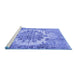 Sideview of Machine Washable Persian Blue Traditional Rug, wshtr3813blu