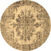 Round Persian Brown Traditional Rug, tr3813brn