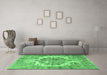 Machine Washable Persian Emerald Green Traditional Area Rugs in a Living Room,, wshtr3813emgrn