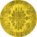 Round Machine Washable Persian Yellow Traditional Rug, wshtr3813yw