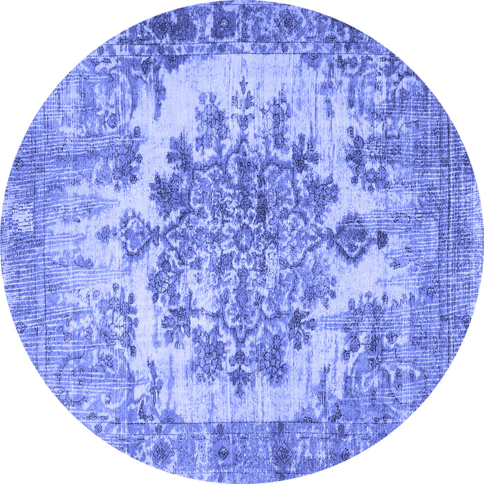 Round Persian Blue Traditional Rug, tr3813blu