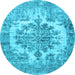 Round Persian Light Blue Traditional Rug, tr3813lblu