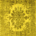 Square Machine Washable Persian Yellow Traditional Rug, wshtr3813yw