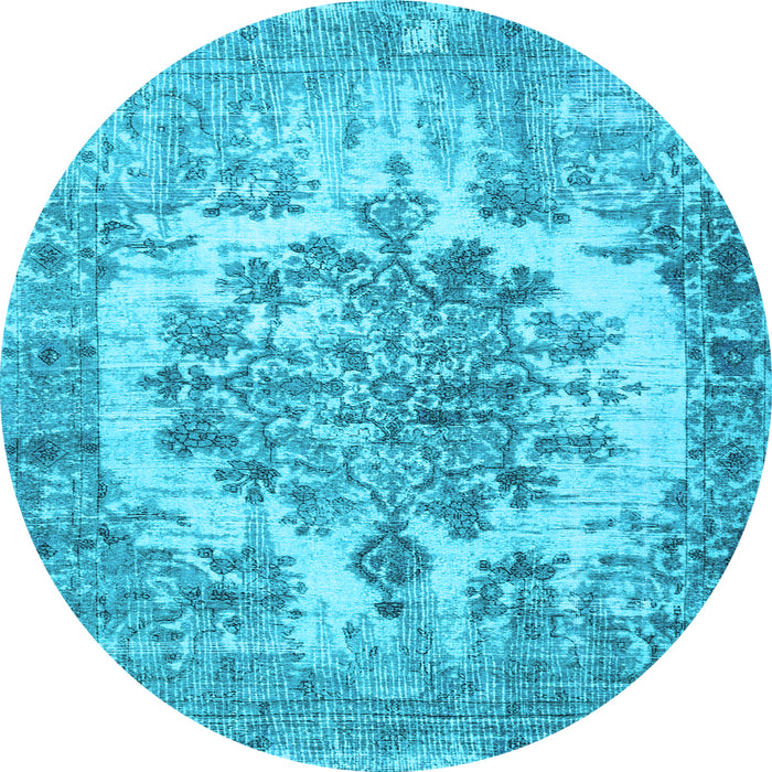 Round Machine Washable Persian Light Blue Traditional Rug, wshtr3813lblu