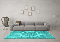 Machine Washable Persian Turquoise Traditional Rug, wshtr3813turq