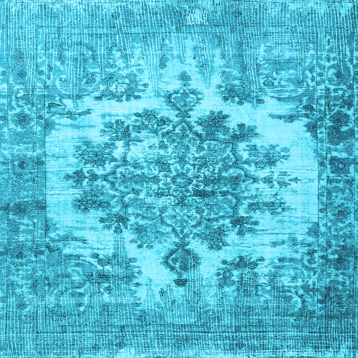 Square Machine Washable Persian Light Blue Traditional Rug, wshtr3813lblu