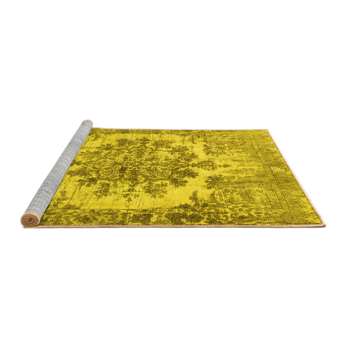 Sideview of Machine Washable Persian Yellow Traditional Rug, wshtr3813yw