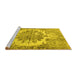 Sideview of Machine Washable Persian Yellow Traditional Rug, wshtr3813yw