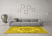 Machine Washable Persian Yellow Traditional Rug in a Living Room, wshtr3813yw
