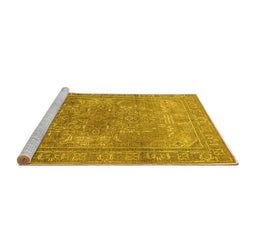 Sideview of Machine Washable Persian Yellow Traditional Rug, wshtr3814yw