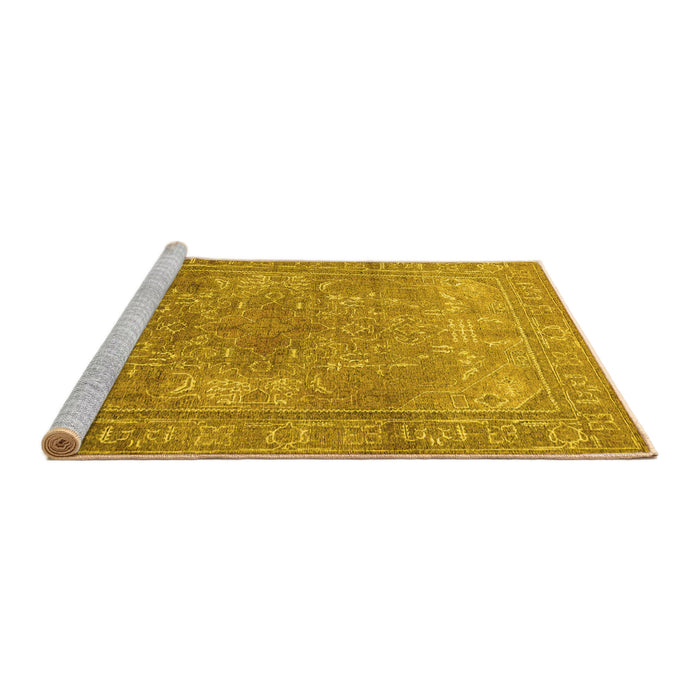 Sideview of Machine Washable Persian Yellow Traditional Rug, wshtr3814yw