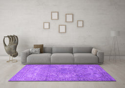 Machine Washable Persian Purple Traditional Area Rugs in a Living Room, wshtr3814pur