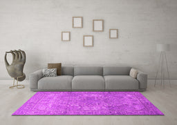 Machine Washable Persian Pink Traditional Rug in a Living Room, wshtr3814pnk