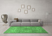 Machine Washable Persian Green Traditional Area Rugs in a Living Room,, wshtr3814grn