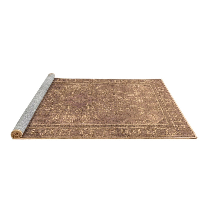Sideview of Machine Washable Persian Brown Traditional Rug, wshtr3814brn