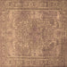 Square Persian Brown Traditional Rug, tr3814brn