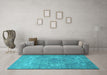 Machine Washable Persian Turquoise Traditional Area Rugs in a Living Room,, wshtr3814turq