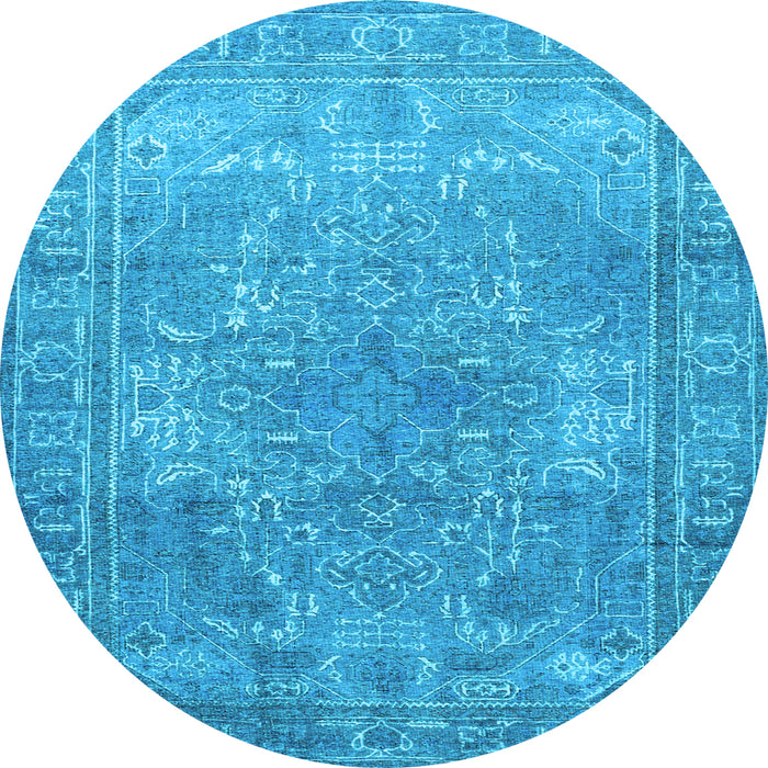 Round Persian Light Blue Traditional Rug, tr3814lblu