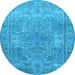 Round Persian Light Blue Traditional Rug, tr3814lblu